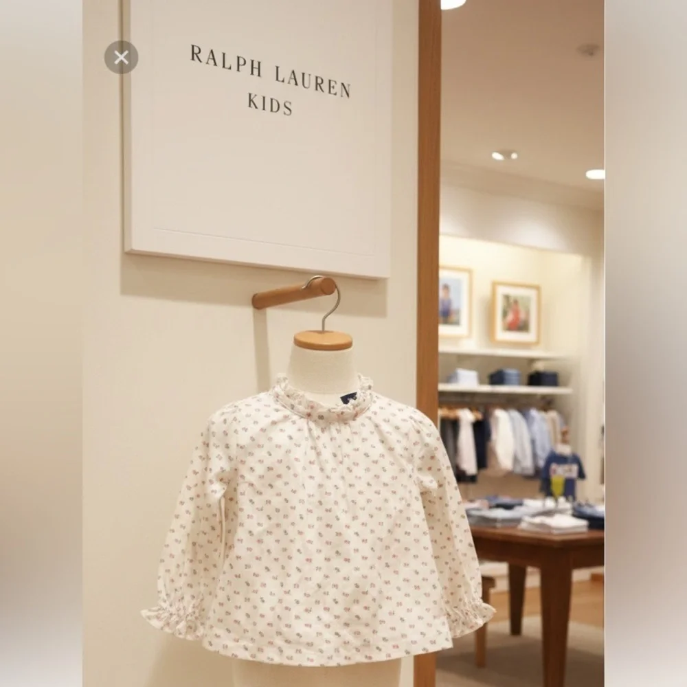 Sweet White Floral Print Ruffled Long-Sleeve Top 9 months 🌹🎀RL